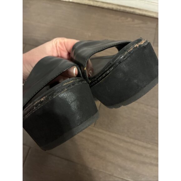 Prada Sport Authentic Solid Black Leather Platform Wedge Slides Sandals 6.5 - Picture 8 of 8